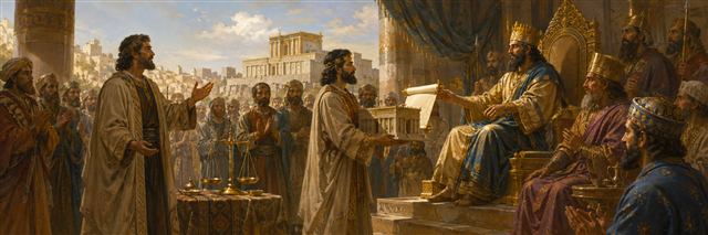 Zerubbabel proclaims the strength of truth before Darius and receives permission to rebuild Jerusalem